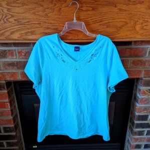 Basic editions. Blue top women's plus size 1X